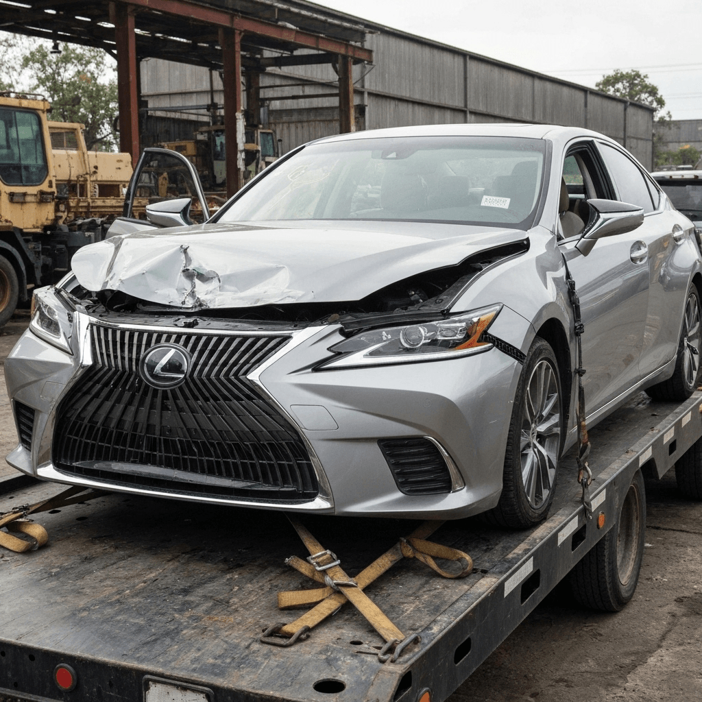 سيارة لكزس ES مصدومة